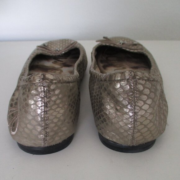 Sam Edelman "Felicia" Womens Bronze Faux Snakeskin Leather Ballet Flat-Size 6.5M - Picture 6 of 7